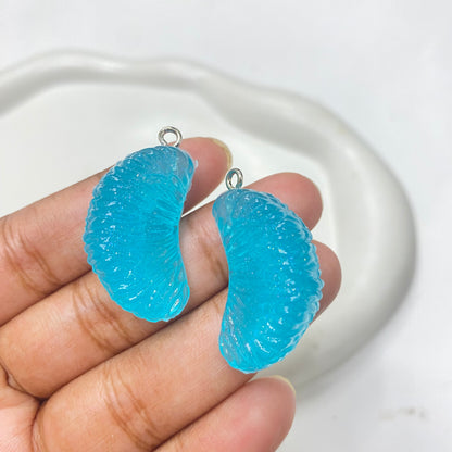 BBB 49 ( C ) blue orange pulp fruit resin charm with hooks- per piece