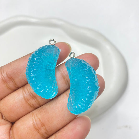 BBB 49 ( C ) blue orange pulp fruit resin charm with hooks- per piece