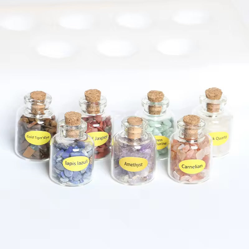 Natural crystal crushed gem stone wishing bottle - per bottle