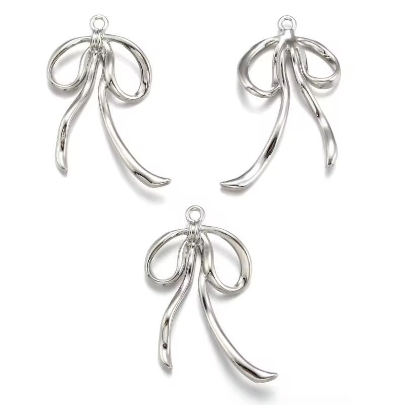 BBB 413 Wavy Bow Spray Painted alloy Charm ( 1 pc ) High Quality Shine