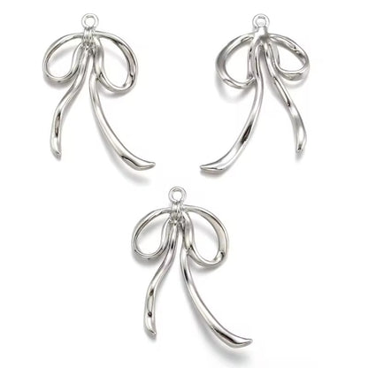BBB 413 Wavy Bow Spray Painted alloy Charm ( 1 pc ) High Quality Shine