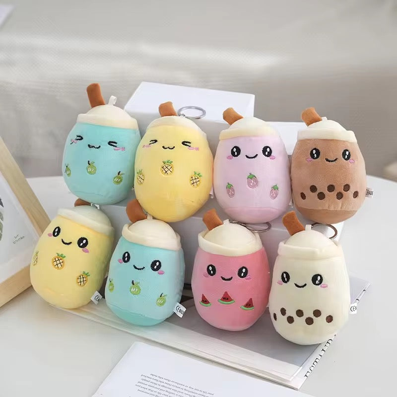PK 01 Pineapple Milk Boba Kawaii 3D Plush Toy Keychain ( 1 pc ) Premium Quality ( 10 cm )