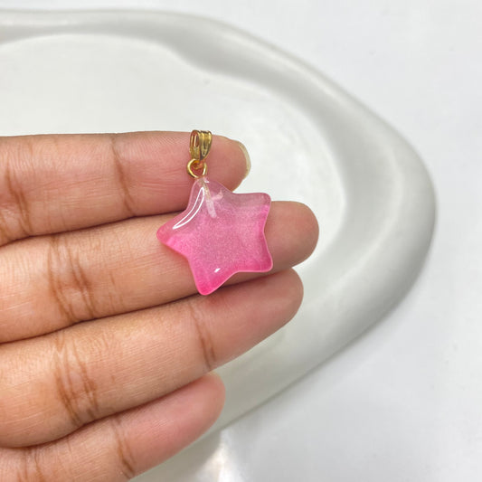 GB 1574 pink Star glass pendant- per piece