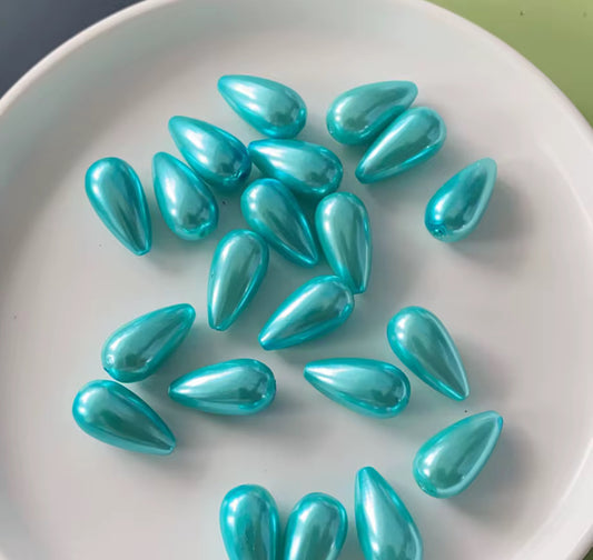 BBB 226 (f) Light Blue Pearly Waterdrop Acrylic bead ( 1 pc ) UV Plated ( 15:22 mm )