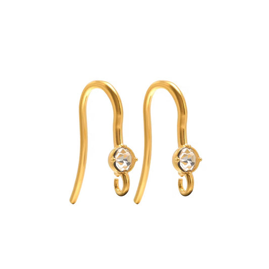 SS 3012 Zircon Hook 18K Gold PVD plated stainless steel ( 2 piece ) Anti tarnish