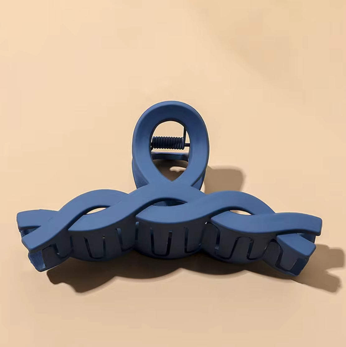 HA 03 (f) Dark Blue Large Braided Hair Claw Clip ( 1 pc )