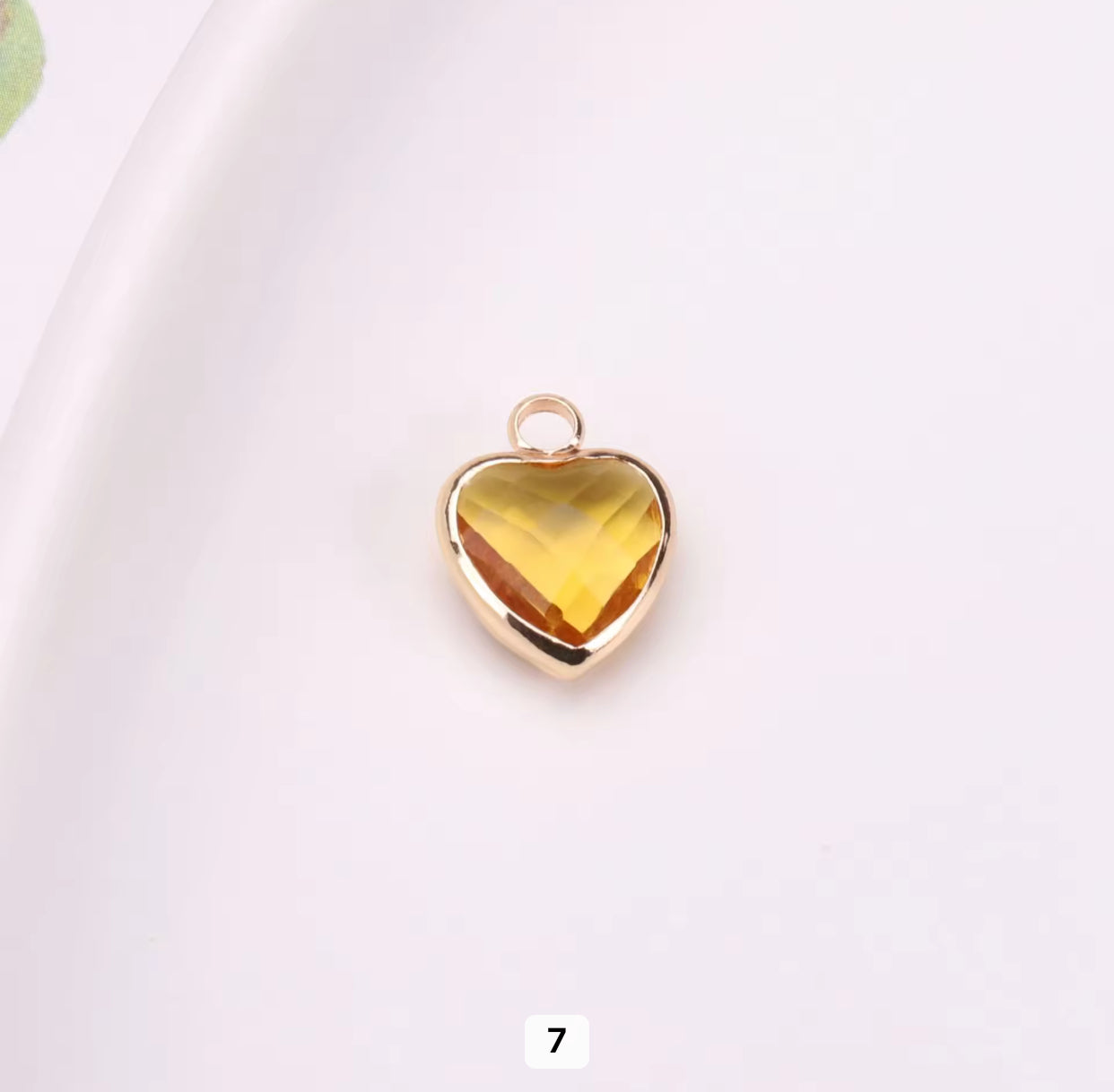 BBB 95 Heart 14k gold plated Zircon crystal charm ( 1 pc ) Anti tarnish ( 8 mm )