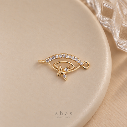 GPC24D Eye Connector Zircon charm 14k Gold ( 1 pc ) Premium Plated