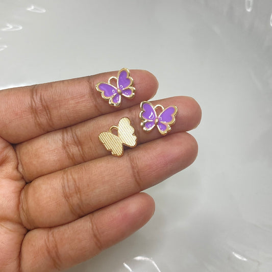 SS 814 purple butterfly enamel charm (1PC)