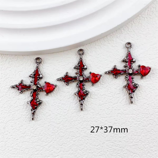 BBB 319 (h) Heart Cross Moon Dark Style Y2K charm ( 1 pc ) High quality Alloy