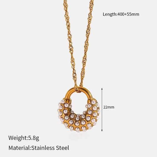 NSJ18B pearl Necklace - 18k Gold PVD plated 316 stainless steel - Anti tarnish