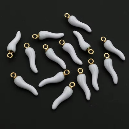 BBB 205 (b) White Chilli pepper enamel charm ( 1 pc ) Tarnish Resistant ( 19:5.5 mm )