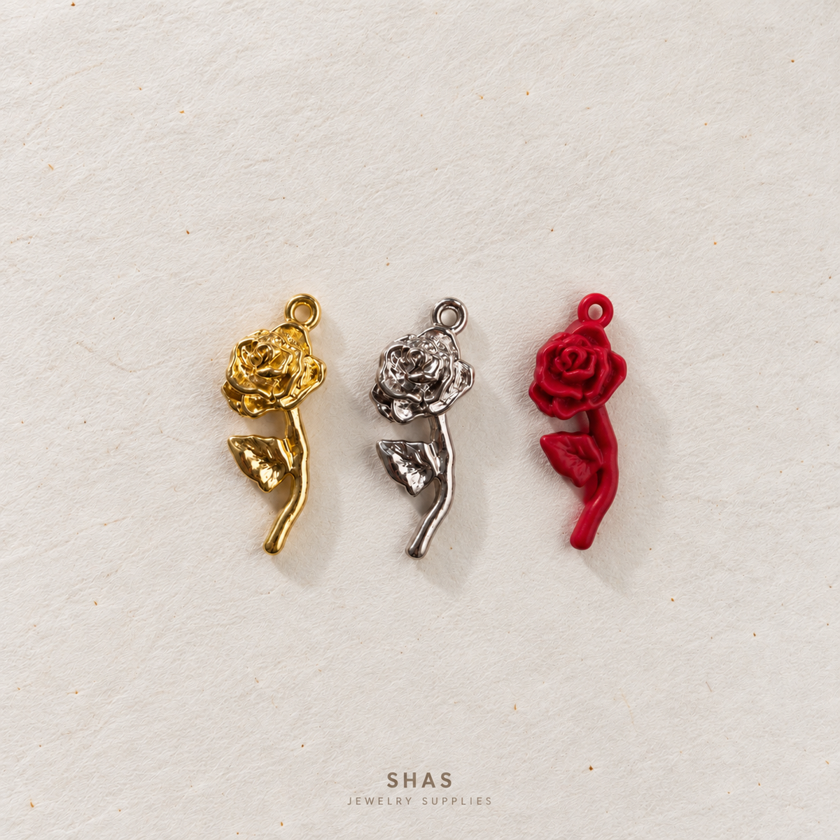 AC06D Rose Charm ( 1 pc ) High Quality Alloy
