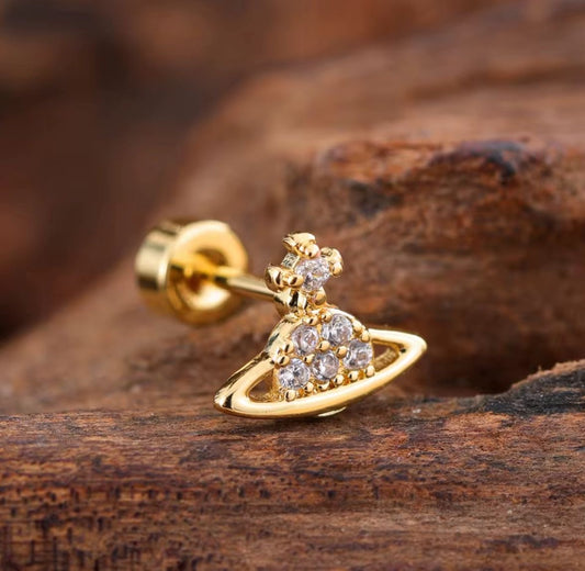 SJ 935 Space Zircon kids / 2nd Piercing Stud ( 1 pc ) - 18k Gold PVD plated stainless steel - Anti tarnish