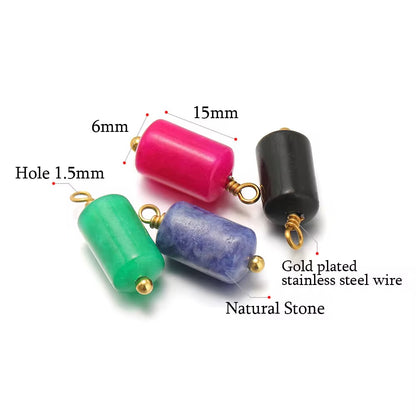 SC07D Gemstone Cylinder Pendant 18k Gold plated stainless steel ( 1 pc ) anti tarnish