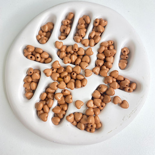 BBB 286 (j) Brown Tiny Heart Shiny  Bead ( 1 pc ) UV Plated Acrylic ( 6 mm )