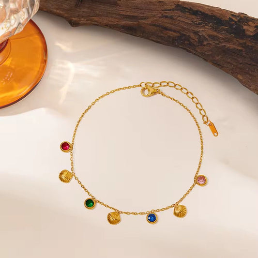 SJ 1025 Shell Zircon Bracelet - 18k Gold PVD plated stainless steel - Anti tarnish