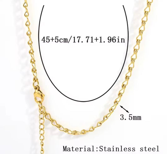 RC 71 Hook Style Ready made chain 18k Gold PVD plated 316 Stainless steel ( 1 pc ) Anti tarnish ( 3.5 mm ) with extension