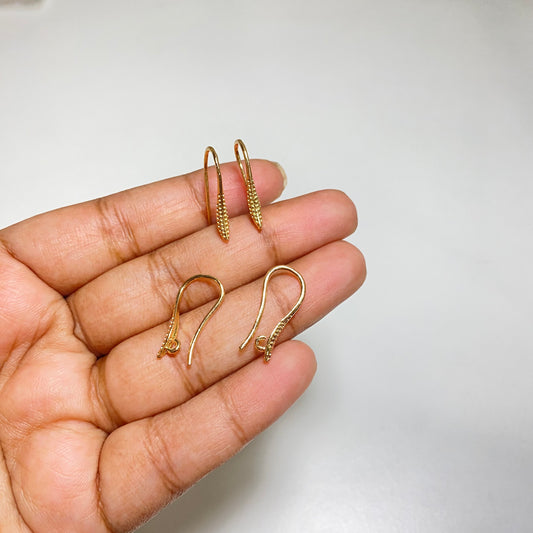 SS 3119 Textured Hook 14k Gold plated ( 2 pc ) Anti tarnish