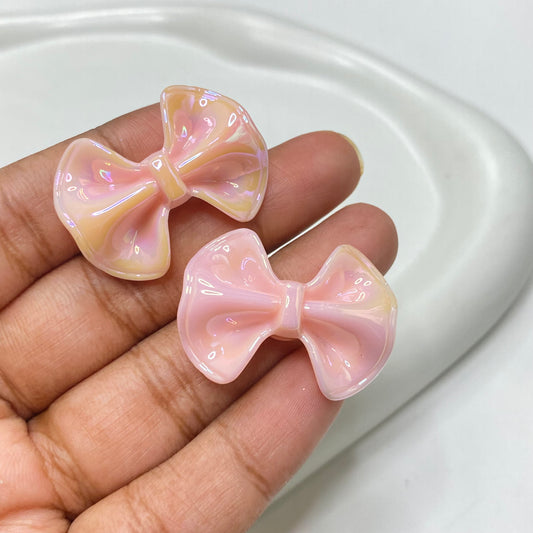 BBB 175 (A) pink bow iridescent Acrylic bead (1PC)