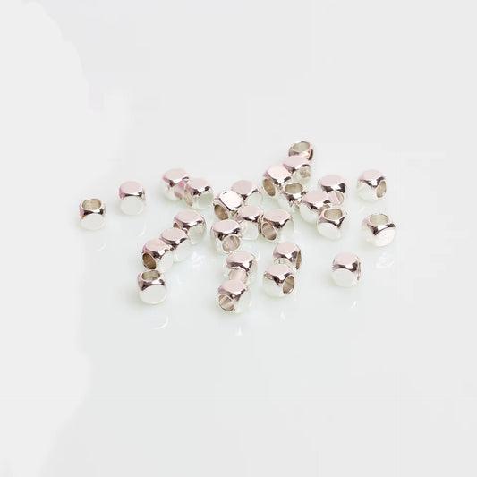 SS 1103 Cube Spacer bead Silver plated ( 1 pc ) Anti tarnish ( 2 mm )
