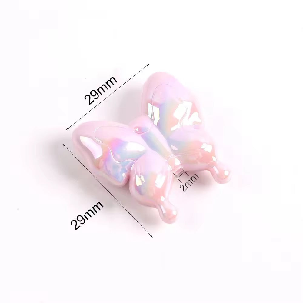 BBB 303 (b) Light Green Butterfly Holographic Shiny  Bead ( 1 pc ) UV Plated Acrylic ( 29:29 mm )