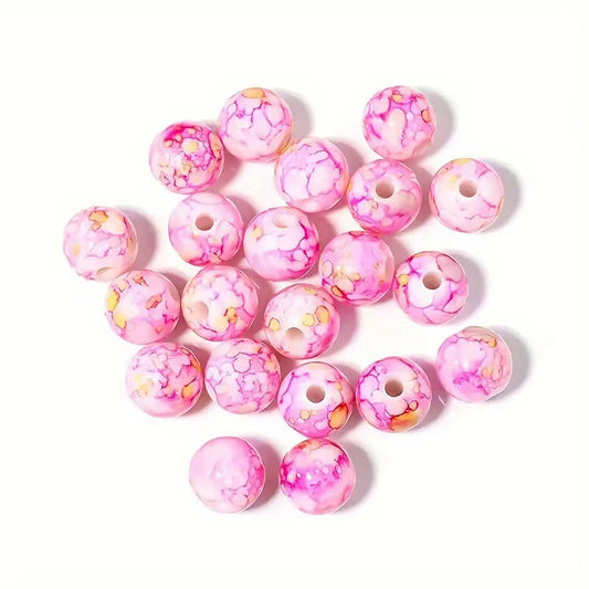 BBB 187 (a) Light Pink Marble pattern Acrylic Bead ( 1 pc ) ( 8 mm )