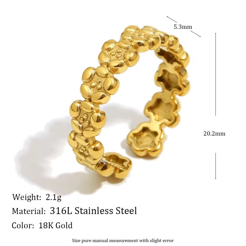 SJ 983 Floral Ring - Premium jewellery- 18k Gold PVD plated stainless steel - Anti tarnish