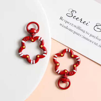 BBB 350 (i) Red Floral key clasp - Keyring Clasp( 1 pc )