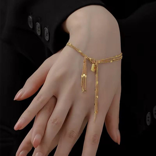 SJ 730 Tassel chains Bracelet - 18k Gold PVD plated stainless steel - Anti tarnish