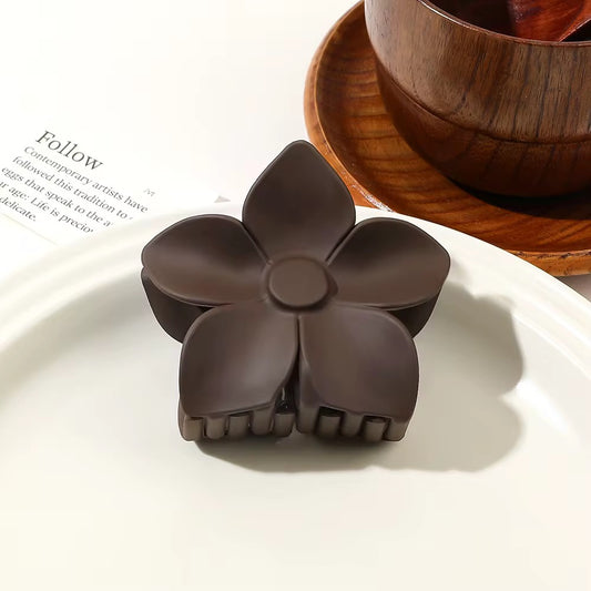 HA 15 (e) Dark Grey Mini Hawaii Floral Hair Claw Clip ( 1 pc )