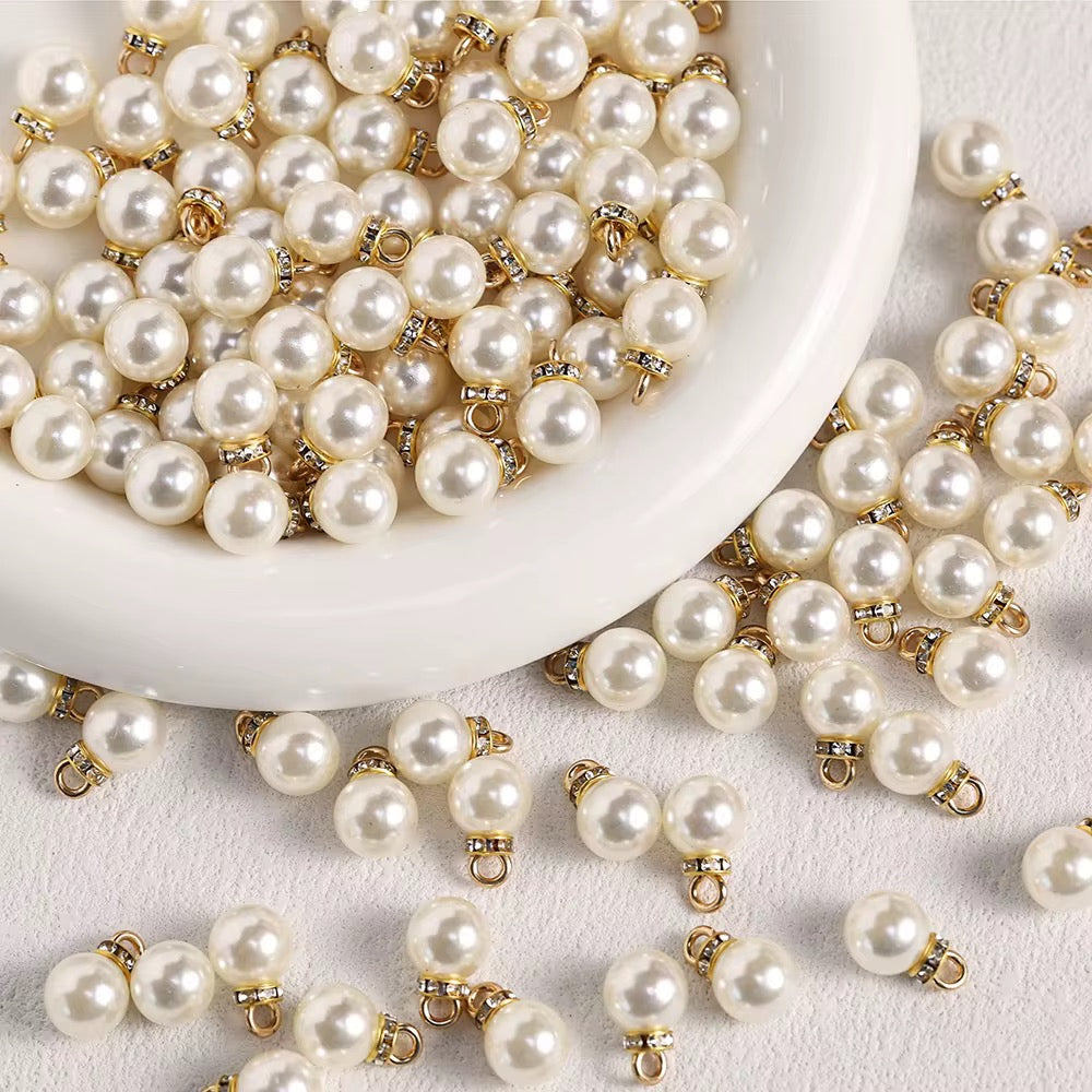 BBB 232 (j) Cream Pearl Shiny Bead Drop charm ( 1 pc ) UV Plated Acrylic ( 15:10 mm )