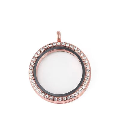 GPC 05 (K) Zircon Rose Gold Floating Glass Locket gold plated alloy ( 1 pc ) - anti tarnish