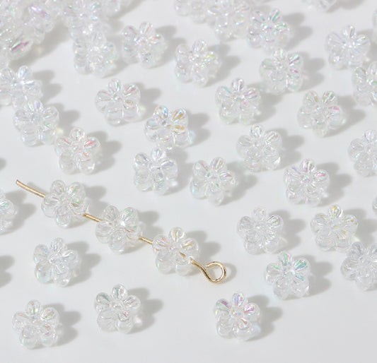 BBB 238 (d) White daisy flower candy Luminous Shiny Bead ( 1 pc ) UV Plated Acrylic ( 7 mm )