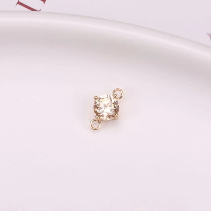 GPC 06 O (3) Champagne CZ connector 14k gold plated ( 1 pc ) Anti tarnish