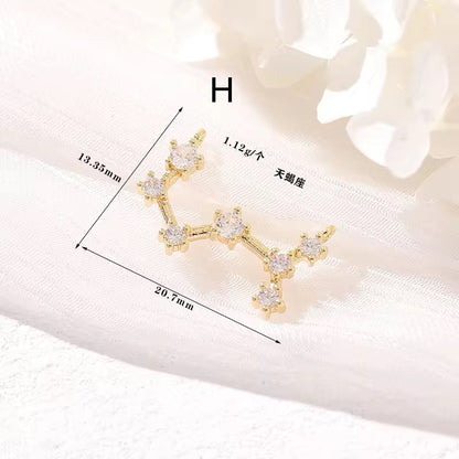 CZ 2383 Constellation singns Zircon 14k gold plated charm ( 1 pc ) - anti tarnish