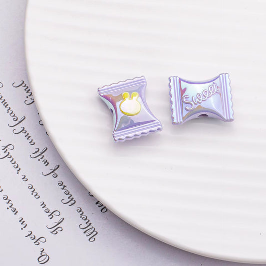 BBB 239 (f) Purple Rabbit candy Luminous Shiny Bead ( 1 pc ) UV Plated Acrylic ( 22:17 mm )