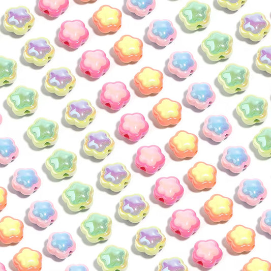 AB54 Flower Double colour Luminous Shiny Bead ( 1 pc ) UV Plated Acrylic ( 17 mm )