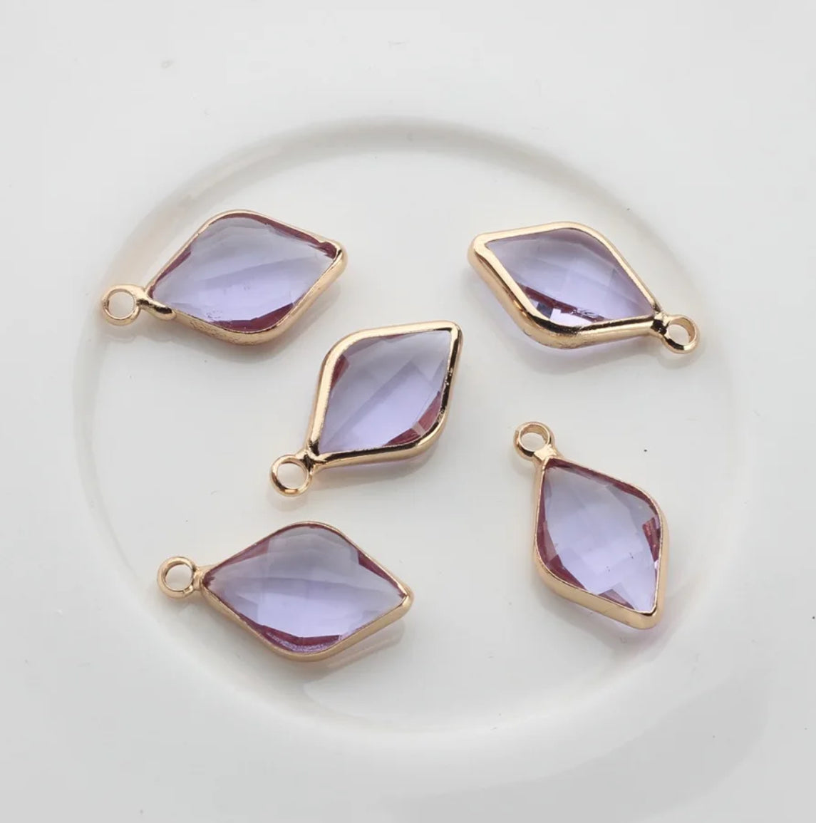 BBB 142 (D ) Light purple Diamond zircon charm - Anti tarnish (1PC)