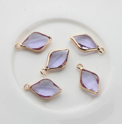 BBB 142 (D ) Light purple Diamond zircon charm ( 1 pc ) Anti tarnish ( 17:9 mm )