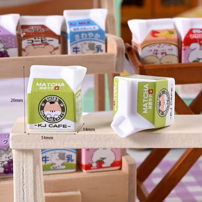 RM09L Milk carton Kawai themed resin charm ( 1 pc ) with / without hook