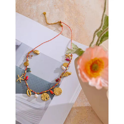 SJ 486 chunky charms necklace- premium collection - 18k Gold PVD plated stainless steel - Anti tarnish