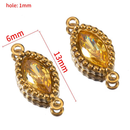 BBB 266 (h) Yellow Zircon Connector 18k Gold PVD plated 316 stainless steel ( 1 pc ) Anti tarnish ( 6:13 mm )