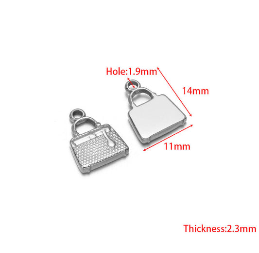 SS 2914 Bag Charm Silver plated stainless steel ( 1 piece ) Anti tarnish