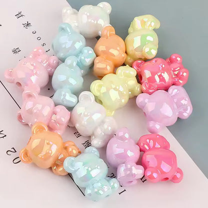 AB24 Cute Bear shiny luminous Acrylic bead ( 1 pc ) UV Plated ( 17:21 mm )