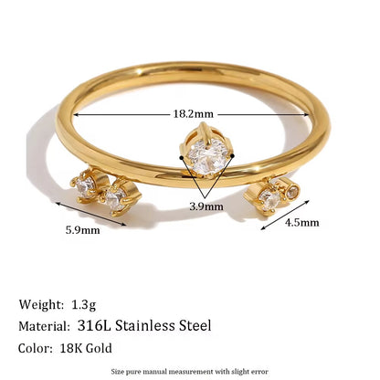 RSJ03G Dainty Zircon Minimalistic Ring - Premium 18k Gold PVD plated 316 stainless steel - Anti tarnish