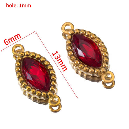 BBB 266 (k) Red Zircon Connector 18k Gold PVD plated 316 stainless steel ( 1 pc ) Anti tarnish ( 6:13 mm )