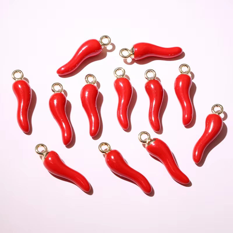 EC07L Chilli pepper enamel charm ( 1 pc ) Tarnish Resistant ( 19:5.5 mm )