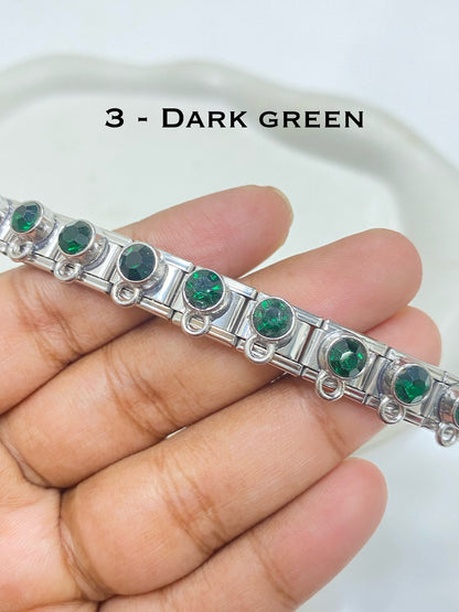 Italian charms zircon with loop bracelet ( part 3 ) stainless steel ( 1 pc ) Anti tarnish