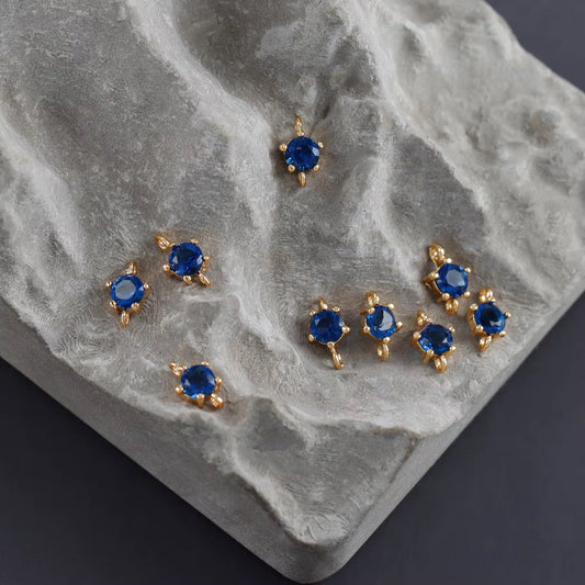 SS 3041 Dark Blue Tiny Zircon Connector Charm 18k Gold plated ( 1 pc ) Anti tarnish ( 6.4:3.9 mm )